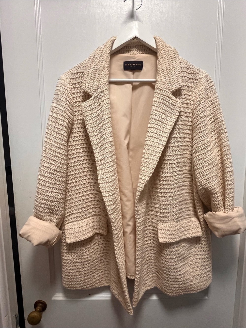 Skies Are Blue Cream Knit Blazer